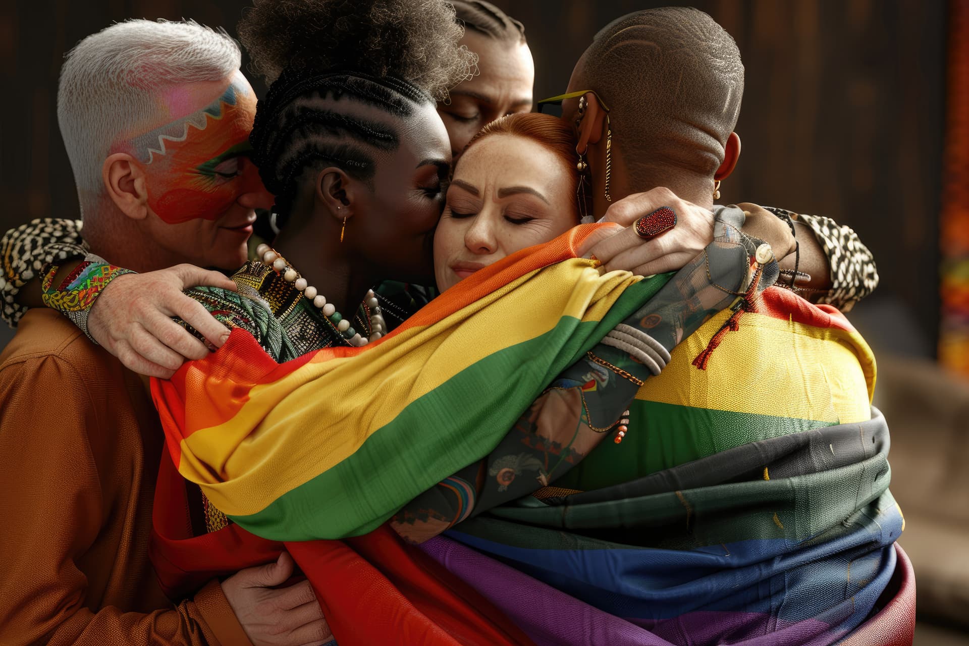 A girl holding a pride flag